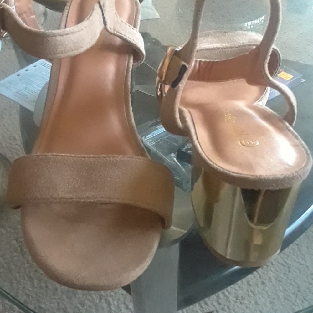 Suede and Gold Mirror Heels